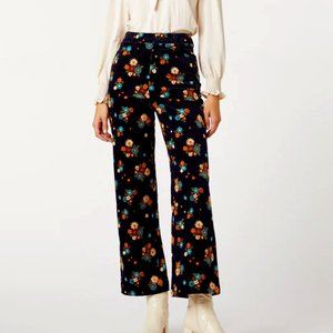 Princess Highway Sally Pant - Floral Navy Corduroy